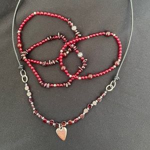 Silpada Garnet Heart Set